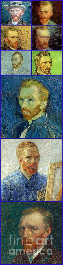 Collage Painting - Vincent van gogh self portrait Collage #1 by Celestial Images
