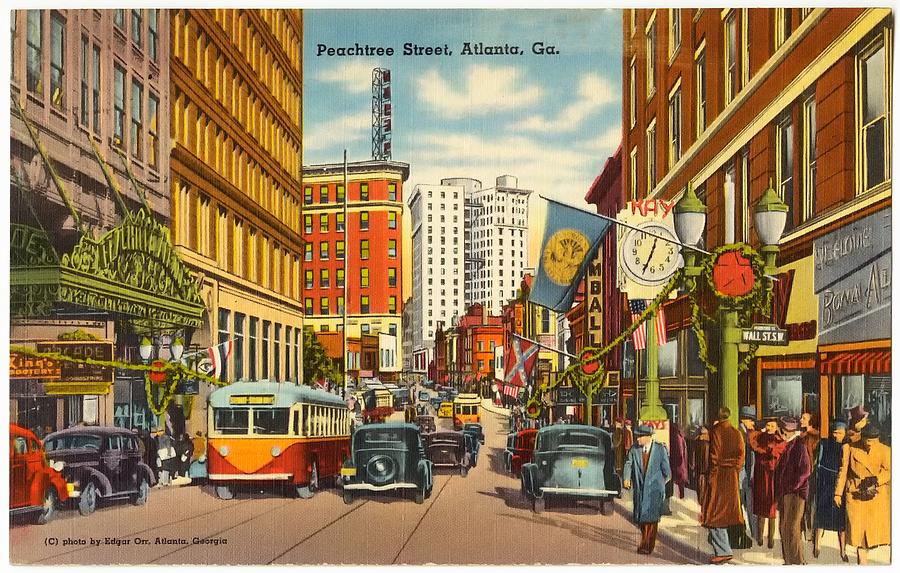 Vintage Mixed Media - Vintage Atlanta Postcard #1 by Mountain Dreams