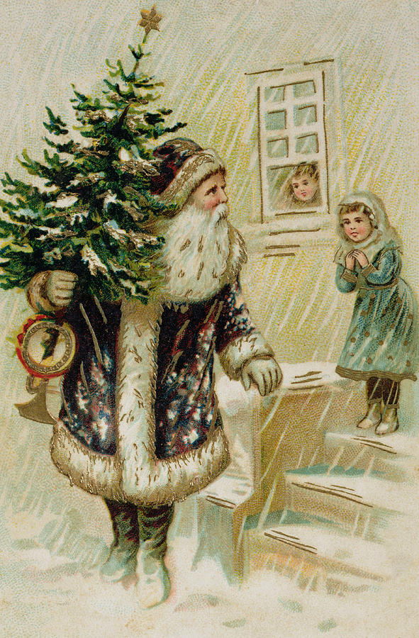 Christmas Painting - Vintage Christmas Card by American School