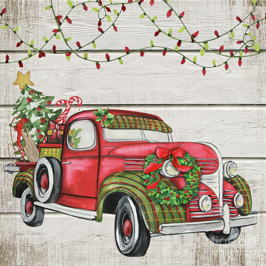 Vintage Christmas Truck-E #1 Painting by Jean Plout