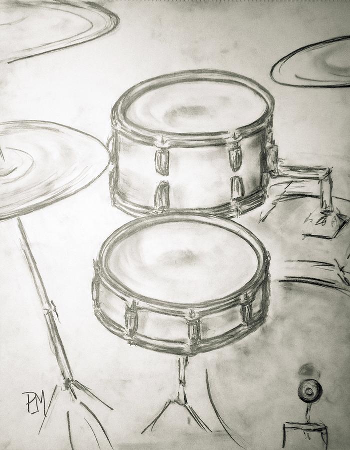 Vintage Drums II #1 Drawing by Pete Maier