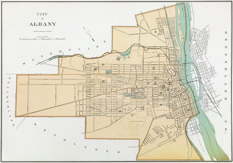 Vintage Map Of Albany NY Drawing By CartographyAssociates Fine Art   1 Vintage Map Of Albany Ny Cartographyassociates 