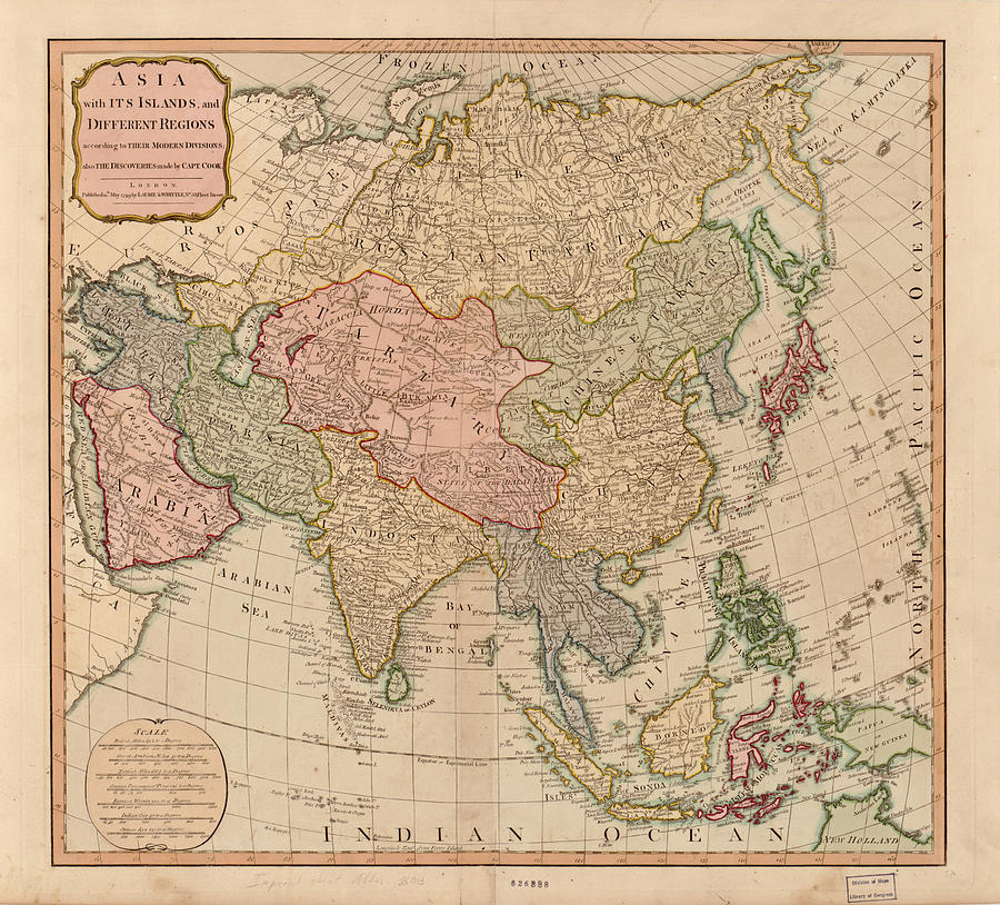 Asia Map Drawing - Vintage Map of Asia  #1 by CartographyAssociates