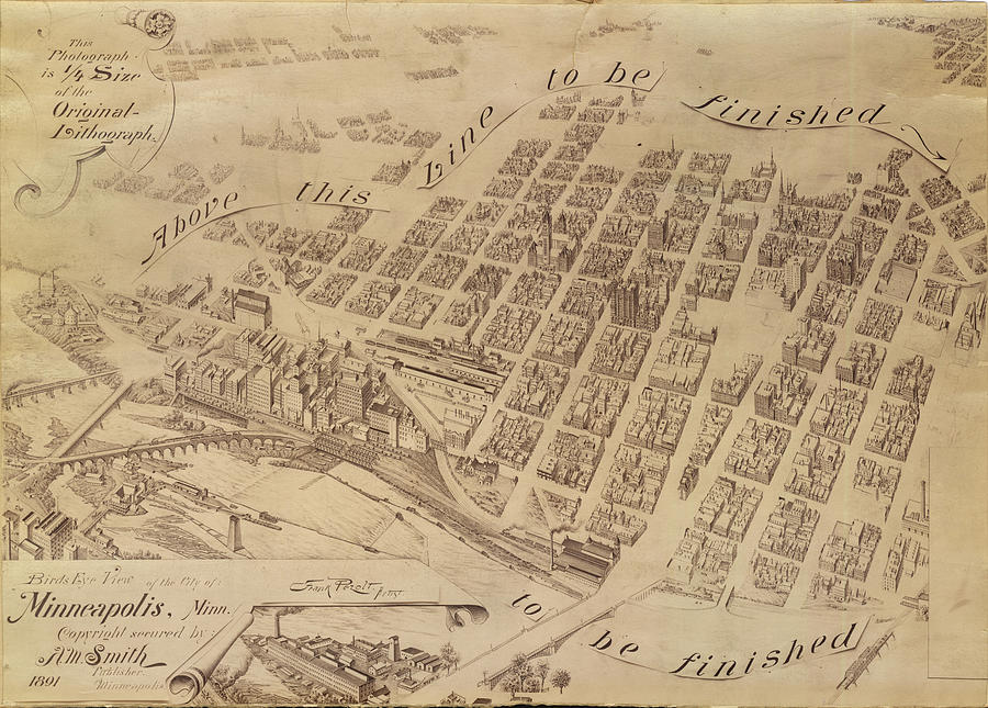1 Vintage Map Of Minneapolis Mn 1891 Cartographyassociates 