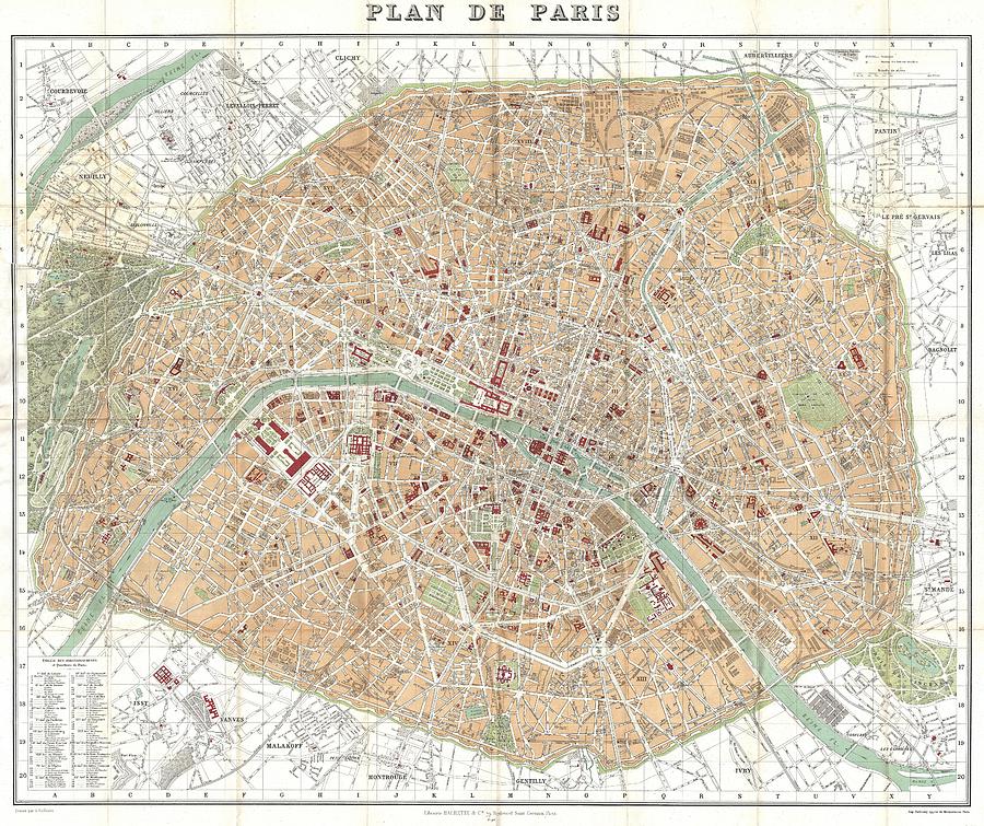 Vintage Map of Paris Drawing by CartographyAssociates - Fine Art America