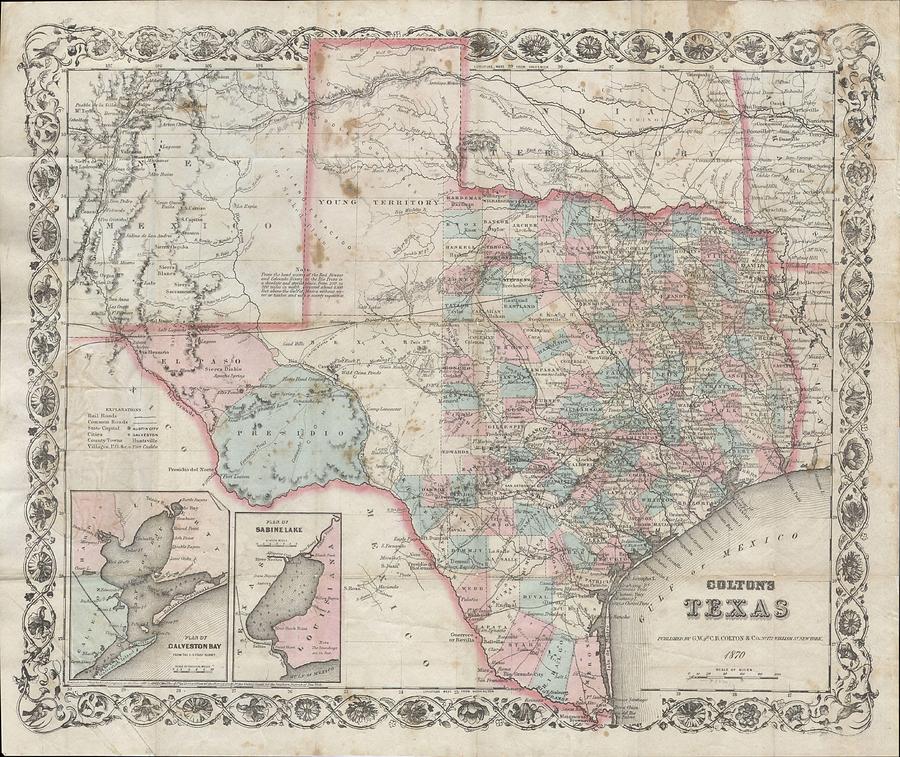 Vintage Map of Texas Drawing by CartographyAssociates