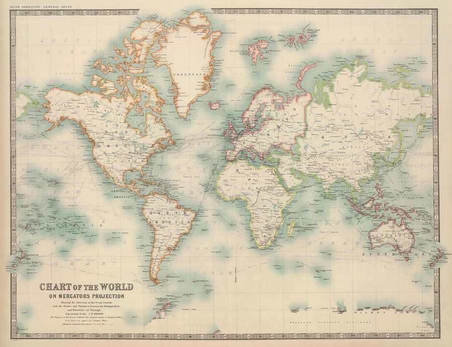 Vintage Map of The World - 1911 Drawing by CartographyAssociates - Pixels