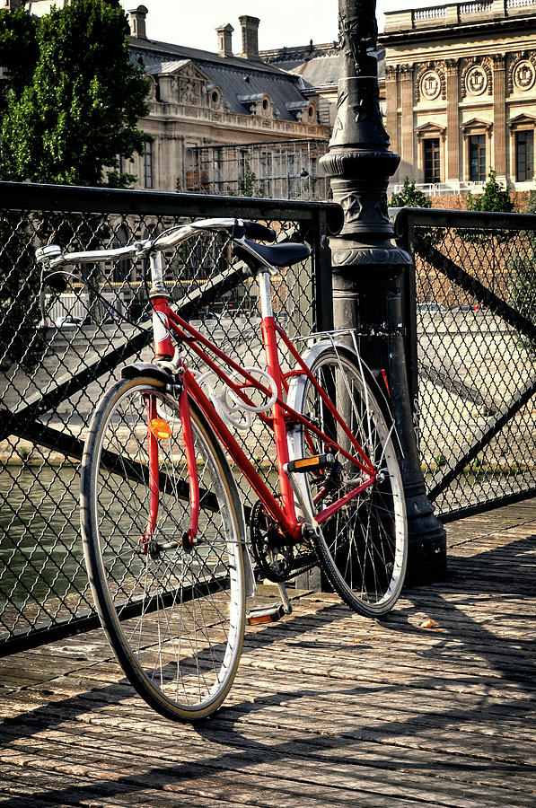 Vintage red bicycle in Paris #1 Photograph by Dutourdumonde Photography