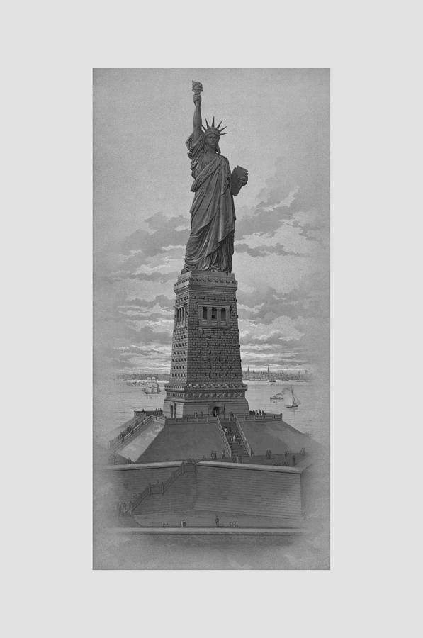 Vintage Statue of Liberty #2 Drawing by War Is Hell Store