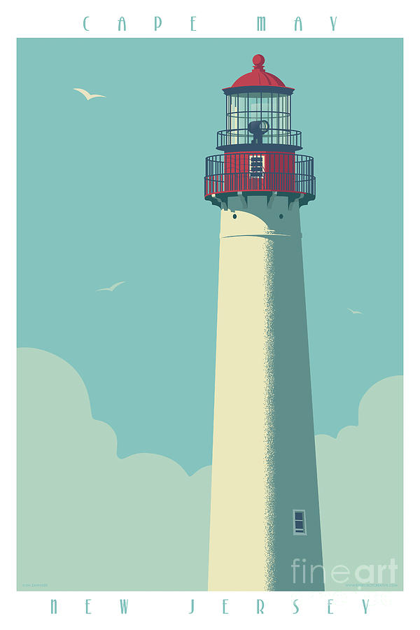 Vintage Digital Art - Cape May Poster - Vintage Travel Lighthouse  #1 by Jim Zahniser