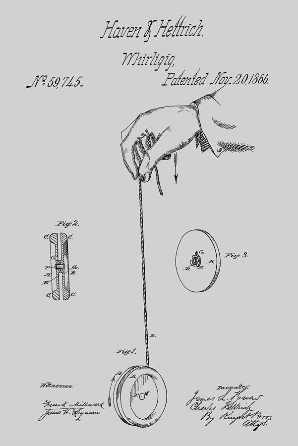 Vintage Yoyo Patent Drawing From 1866 #2 Photograph by Chris Smith