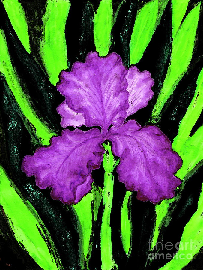 Violet iris, painting #1 Painting by Irina Afonskaya