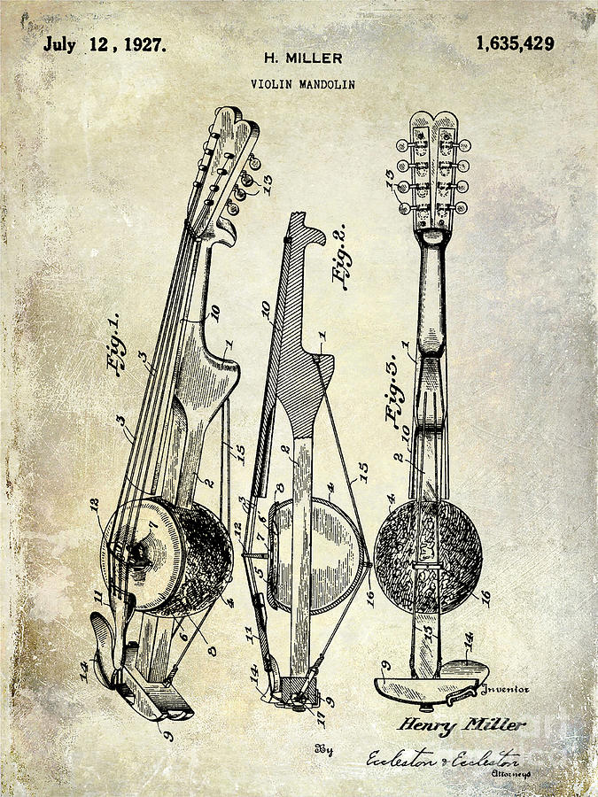 Violin Patent 1927 #1 Photograph by Jon Neidert