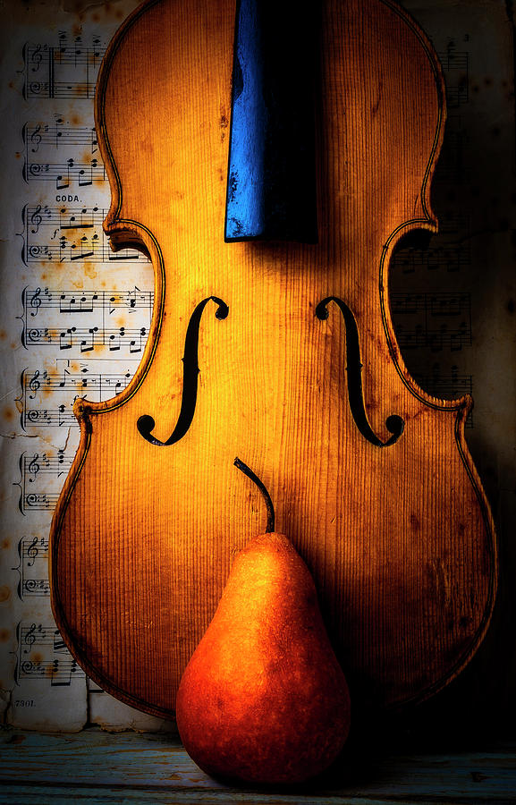 Violin With Pear #1 Photograph by Garry Gay