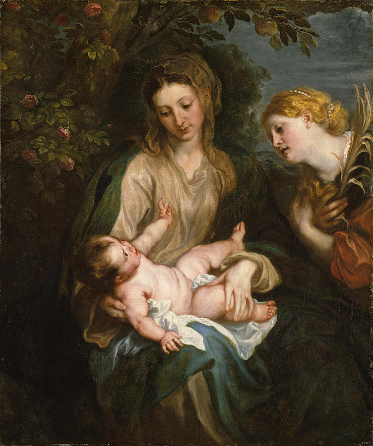 Virgin and Child with Saint Catherine of Alexandria #1 Painting by Anthony van Dyck