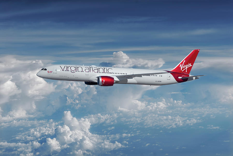 Virgin Atlantic Dreamliner Mixed Media by Erik Simonsen