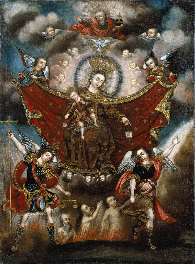Virgin of Carmel Saving Souls in Purgatory #2 Painting by Unknown