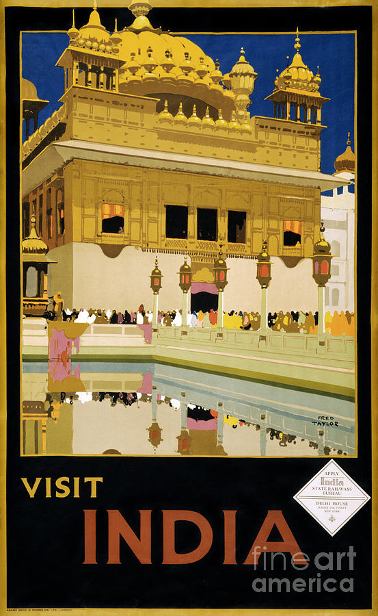 Vintage Painting - Visit India Vintage Travel Poster Restored #1 by Vintage Treasure