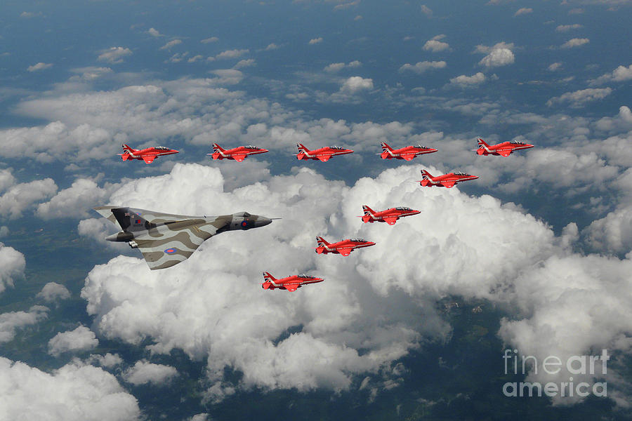 Vulcan with Red Arrows Digital Art by Airpower Art