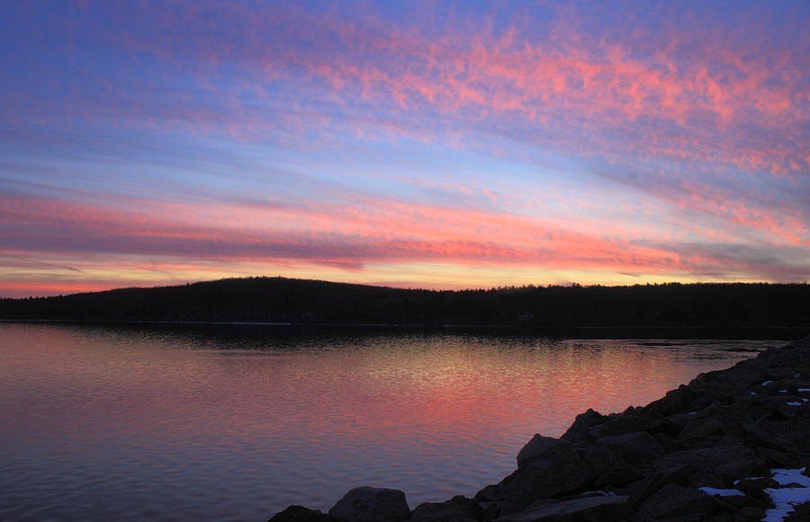 Wachusett Reservoir Sunset #1 Photograph by John Burk