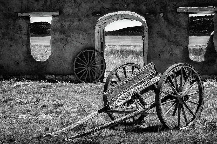 Wagon Wheels in bw Photograph by James Barber