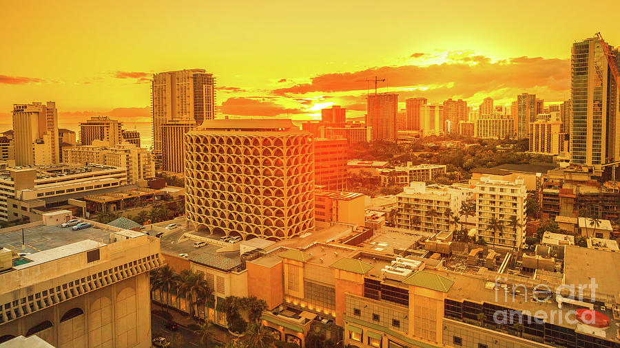 Waikiki city sunset #1 Photograph by Benny Marty