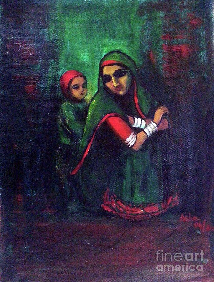 Waiting  #2 Painting by Asha Sudhaker Shenoy