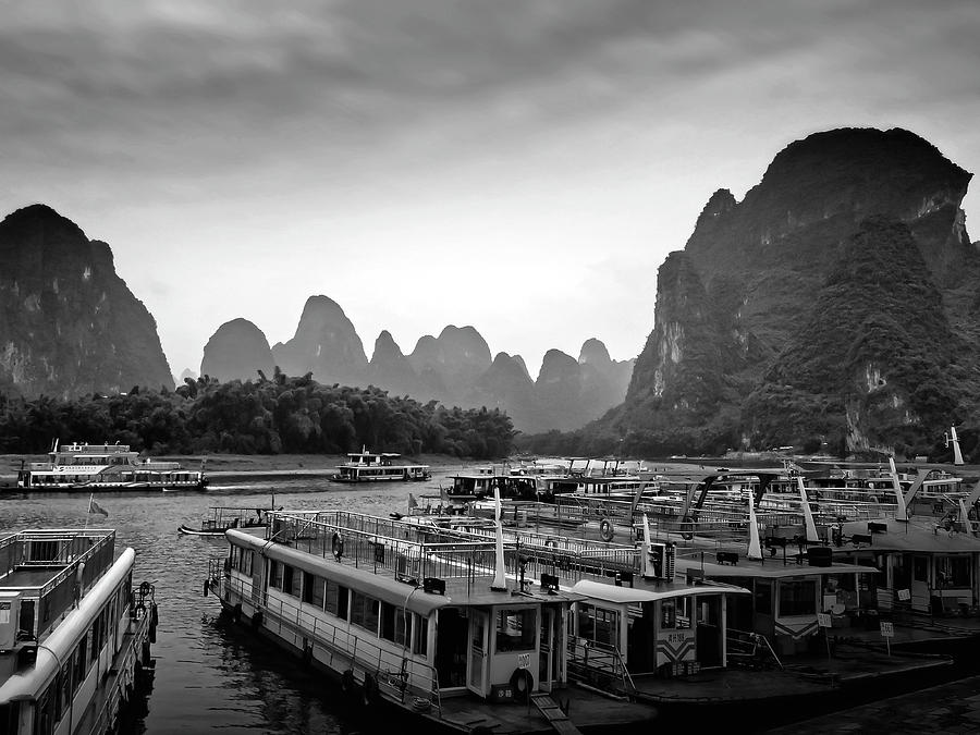 Waiting for the dockside boat-China Guilin scenery Lijiang River in Yangshuo #1 Photograph by Artto Pan
