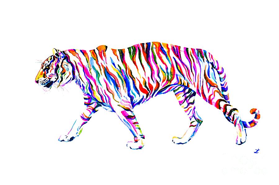 Walking Tiger #1 Painting by Zaira Dzhaubaeva