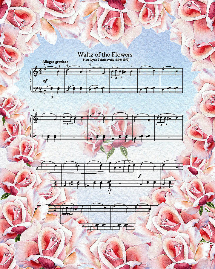 Waltz Of The Flowers Pink Roses Painting