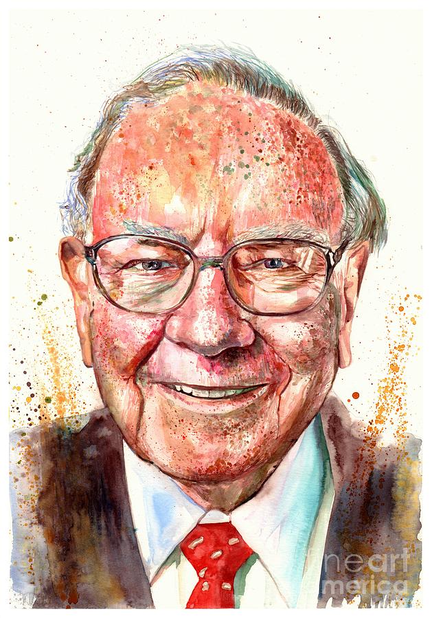Omaha Painting - Warren Buffett portrait #1 by Suzann Sines