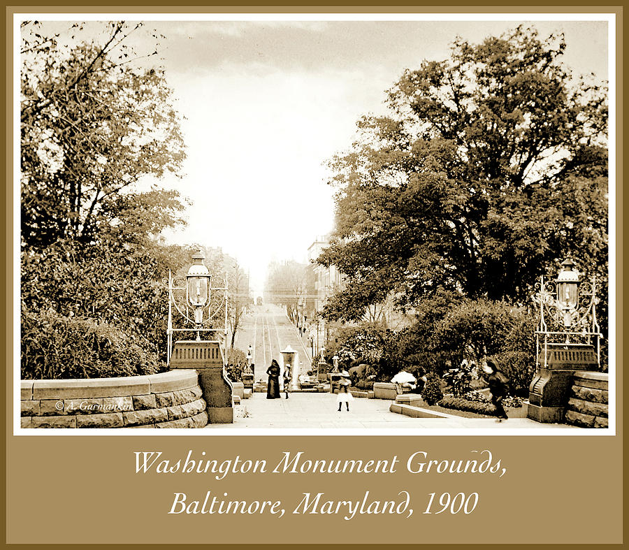 Washington Monument Grounds Baltimore, 1900 Vintage Photograph #1 Photograph by A Macarthur Gurmankin