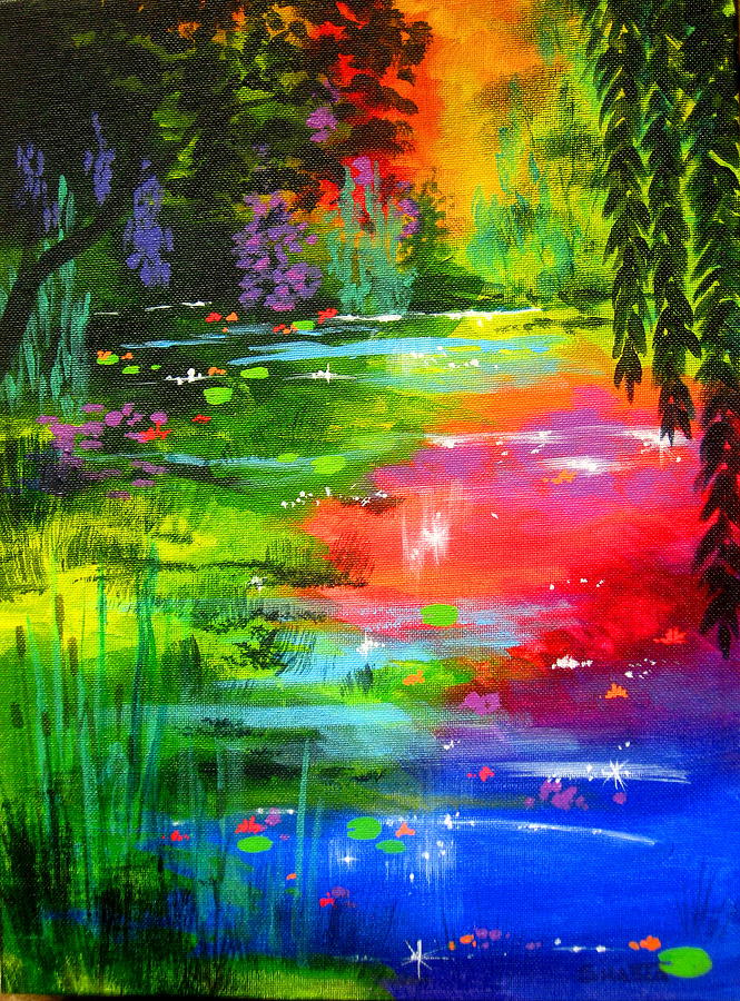 Nature Painting - Water Garden #1 by Shasta Eone