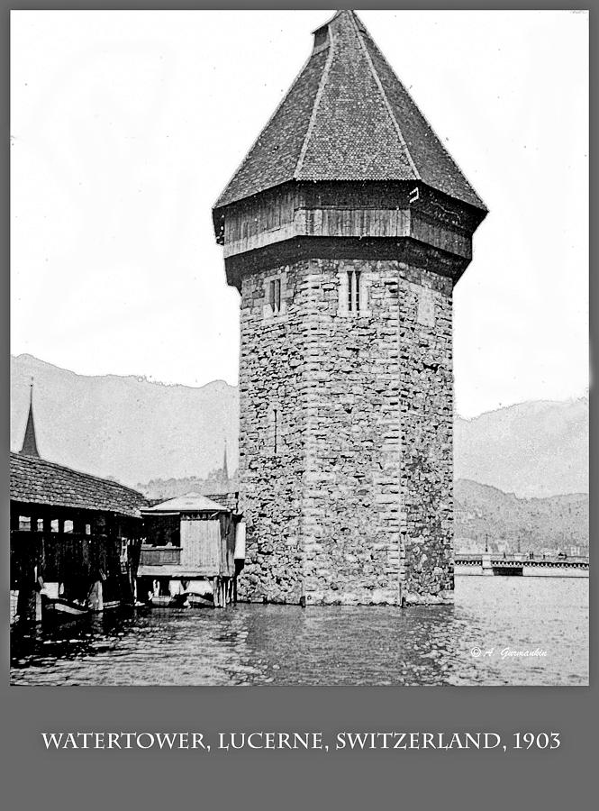 Water Tower, Lucerne, Switzerland, 1903, Vintage Photograph #1 Photograph by A Macarthur Gurmankin