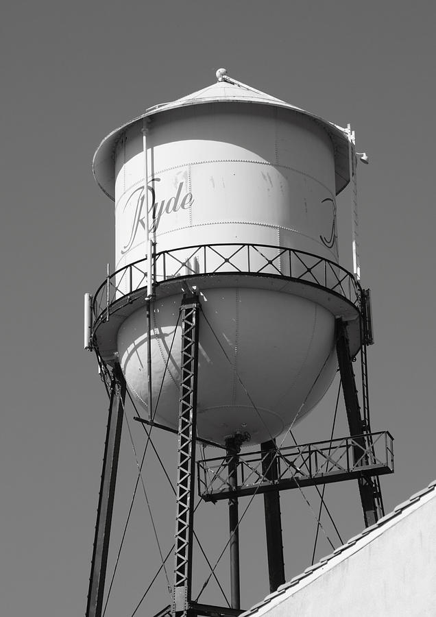 Black And White Photograph - Water Tower Ryde CA #1 by Troy Montemayor