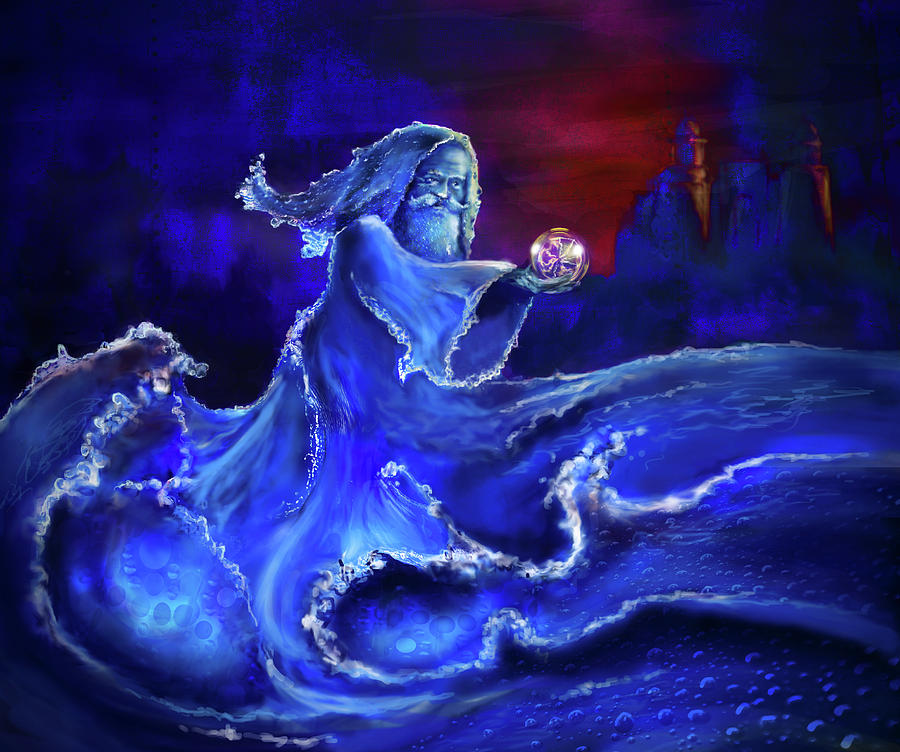 Wizard Digital Art - Water Wizard #1 by Rick Mosher