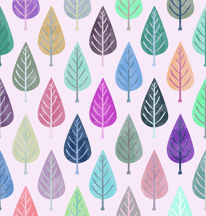 Watercolor Forest Pattern Digital Art