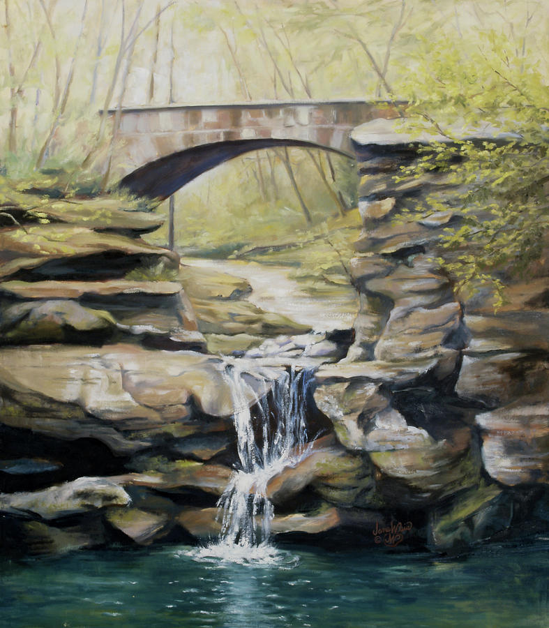 Waterfall at Hocking Hills #1 Painting by Jane Weis