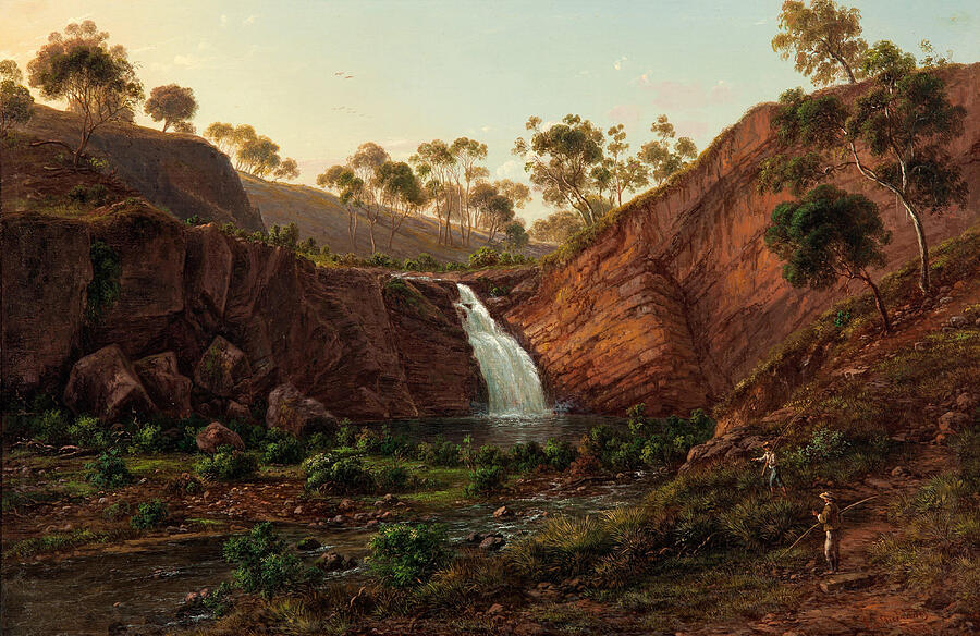 Waterfall on the Clyde River, Tasmania #3 Painting by Eugene von Guerard