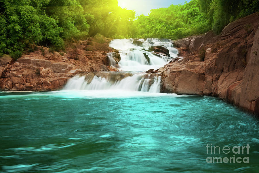 Jungle Photograph - Waterfall pool #1 by MotHaiBaPhoto Prints
