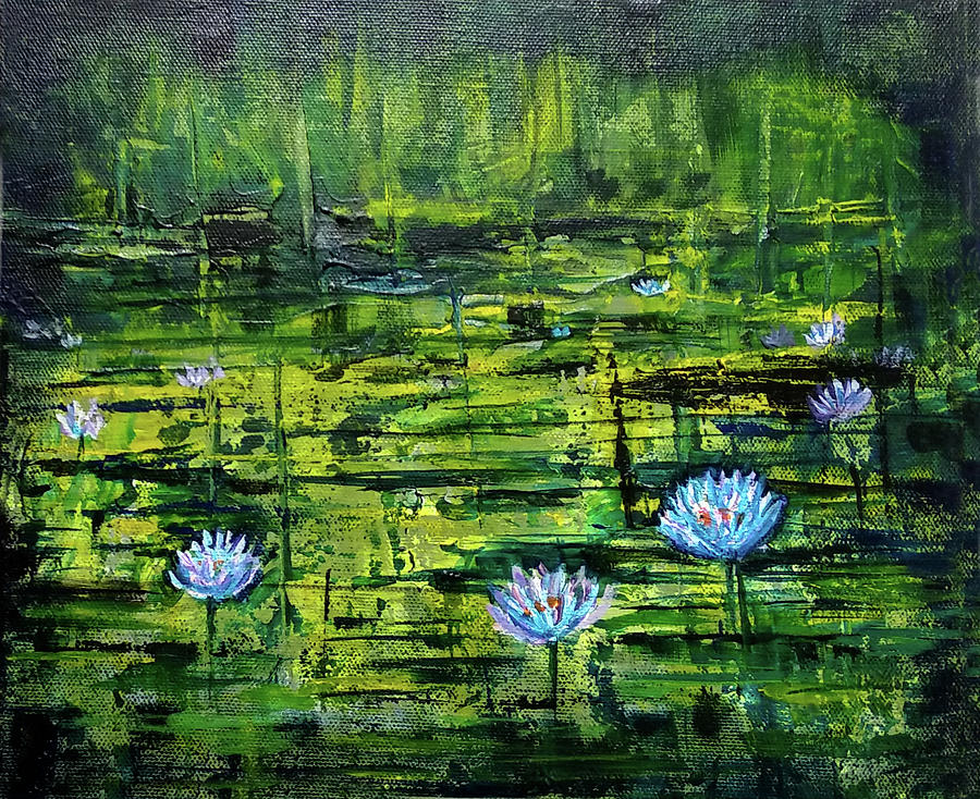 Water Lilies Painting - Waterlilies #1 by Asha Sudhaker Shenoy