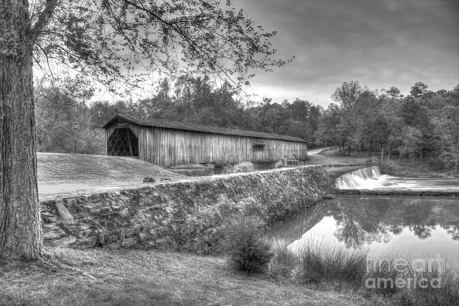 Watson Mill Covered Bridge 7 B W Landscape Art Photograph by Reid Callaway