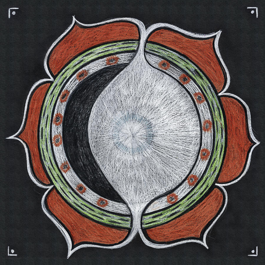 Inspirational Drawing - Waxing Moon Mandala of Regeneration #3 by Kim Alderman