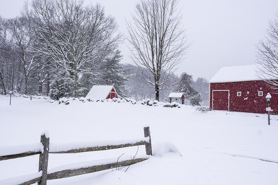 Wayside Inn Grist Mill Covered in Snow Storm #2 Photograph by Toby McGuire