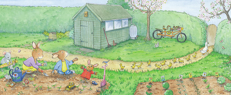 Planting a Vegetable Garden -- No Text Painting by June Goulding
