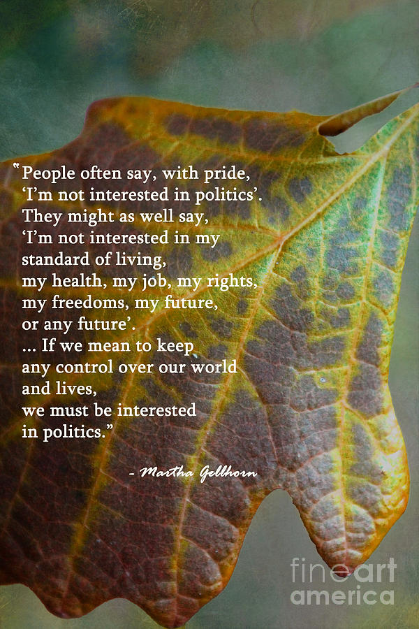 Inspirational Photograph - We Must Be Interested in Politics by Nina Silver