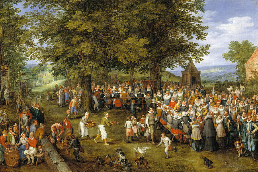 Tree Painting - Wedding Banquet Presided Over by the Archduke and Infanta #1 by Jan Brueghel the Elder