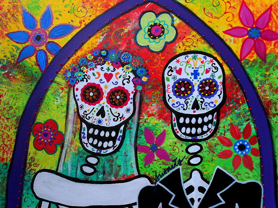 Skull Painting - Wedding Dia De Los Muertos #1 by Pristine Cartera Turkus