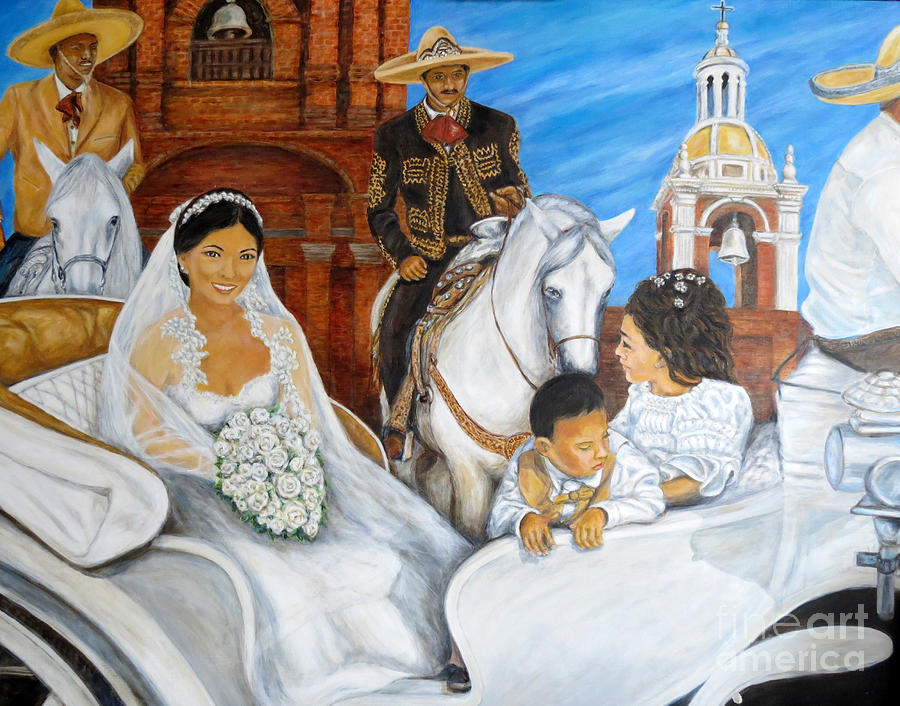 Mexican Wedding Painting - Dia de la Boda  by Pat Haley