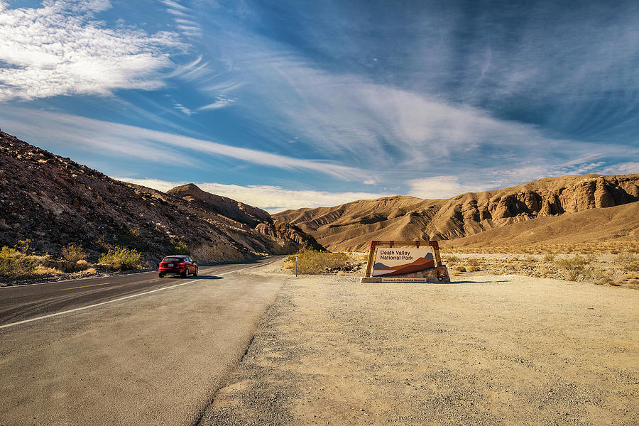 Welcome sign at the entrance to Death Valley National Park Photograph ...